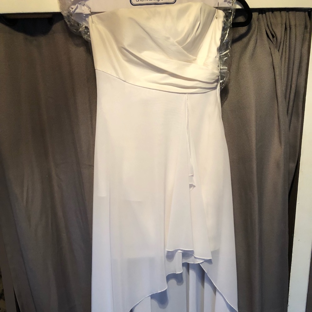Jessica McClintock white high-low formal dress